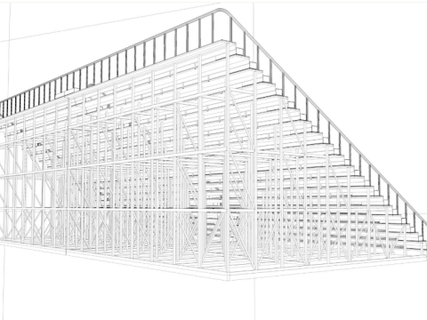 Bleacher With Canopy Shade 3D Model