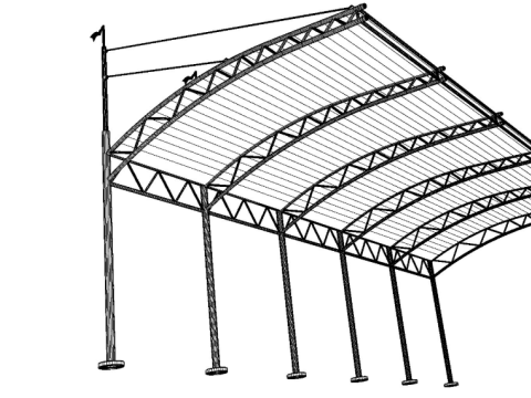 Bleacher With Canopy Shade 3D Model
