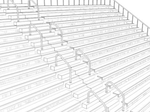 Bleacher With Canopy Shade 3D Model
