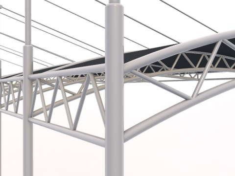 Bleacher With Canopy Shade 3D Model
