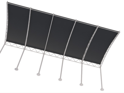 Bleacher With Canopy Shade 3D Model