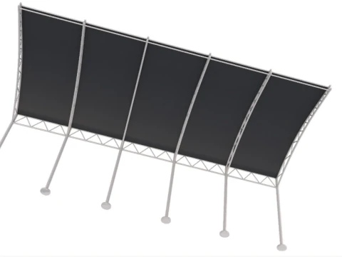 Bleacher With Canopy Shade 3D Model