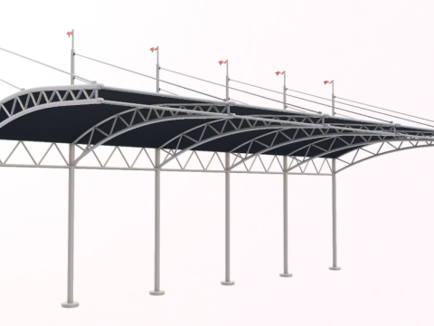 Bleacher With Canopy Shade 3D Model