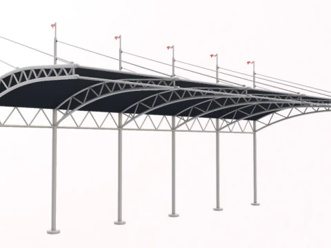 Bleacher With Canopy Shade 3D Model