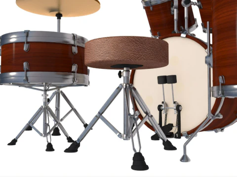 Acoustic Drum Kit 3D Model