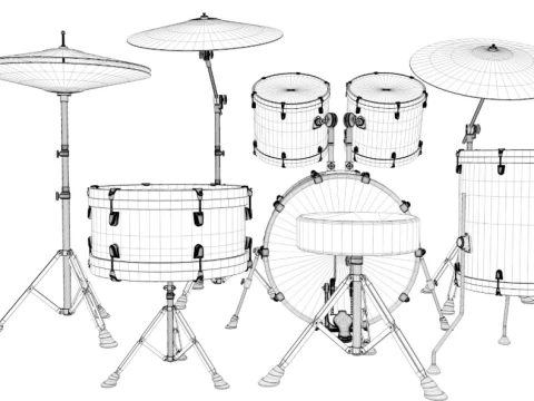 Acoustic Drum Kit 3D Model