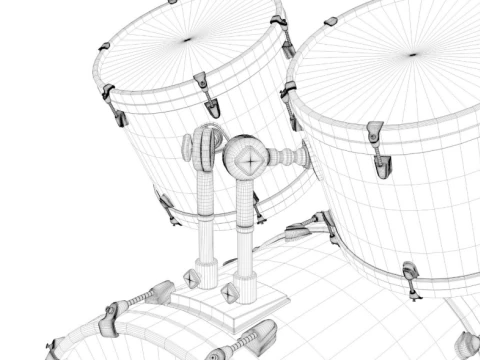 Acoustic Drum Kit 3D Model