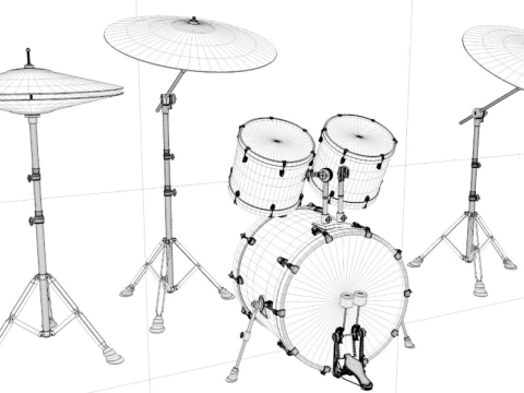 Acoustic Drum Kit 3D Model