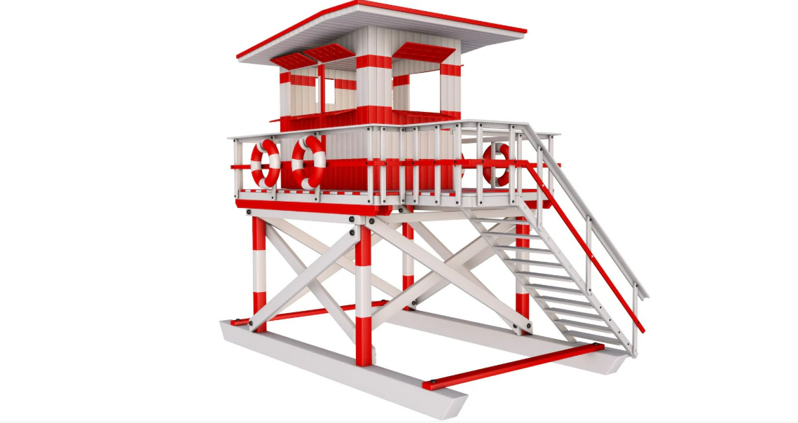 Beach Lifeguard Tower 3D Model .c4d .max .obj .3ds .fbx .stl .blend 