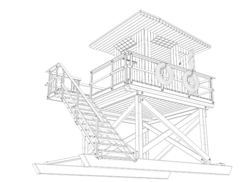 Beach Lifeguard Tower 3D Model