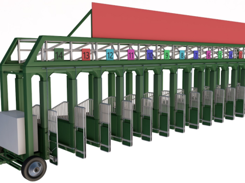 Horse Racing Starting 3D Model