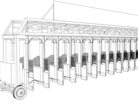 Horse Racing Starting 3D Model