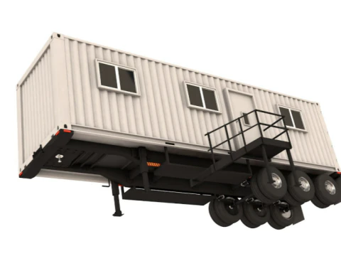 Detailed Portable Building Trailer 3D Model