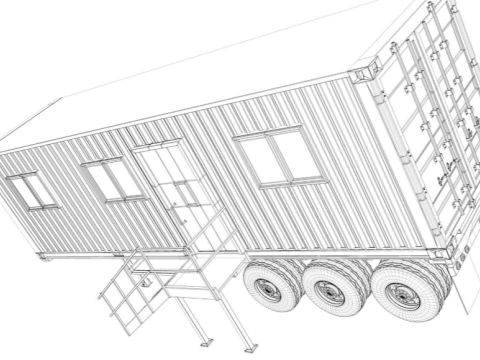 Detailed Portable Building Trailer 3D Model