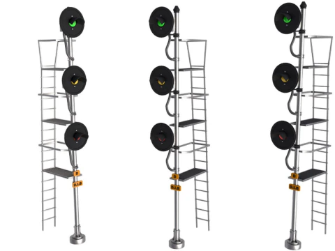 Triple se&ntilde;al de reflector de ferrocarril Modelo 3D