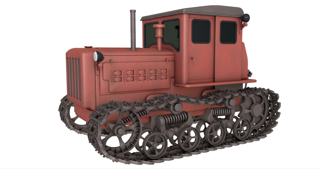 Soviet Crawler Tractor DT54 3D Model .c4d .max .obj .3ds .fbx .stl .blend