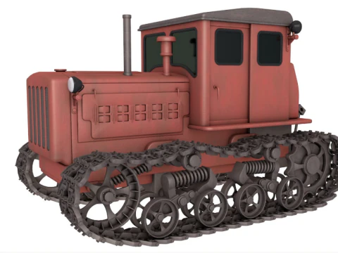 Radziecki ciągnik gąsienicowy DT54 Model 3D