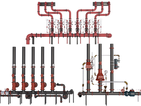 Industrial Pipes collection 3D Model