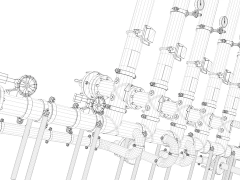 Industrial Pipes collection 3D Model