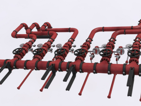 Industrial Multiple Vertical Pipes System 3D Model