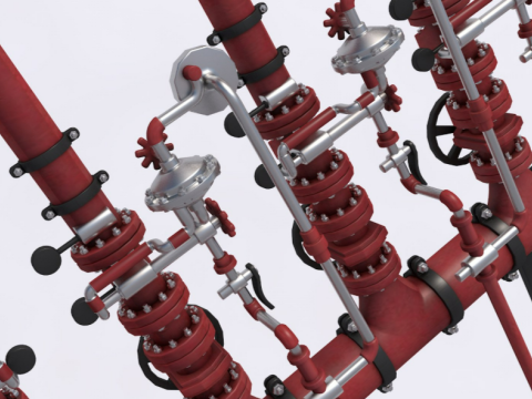 Industrial Multiple Vertical Pipes System 3D Model