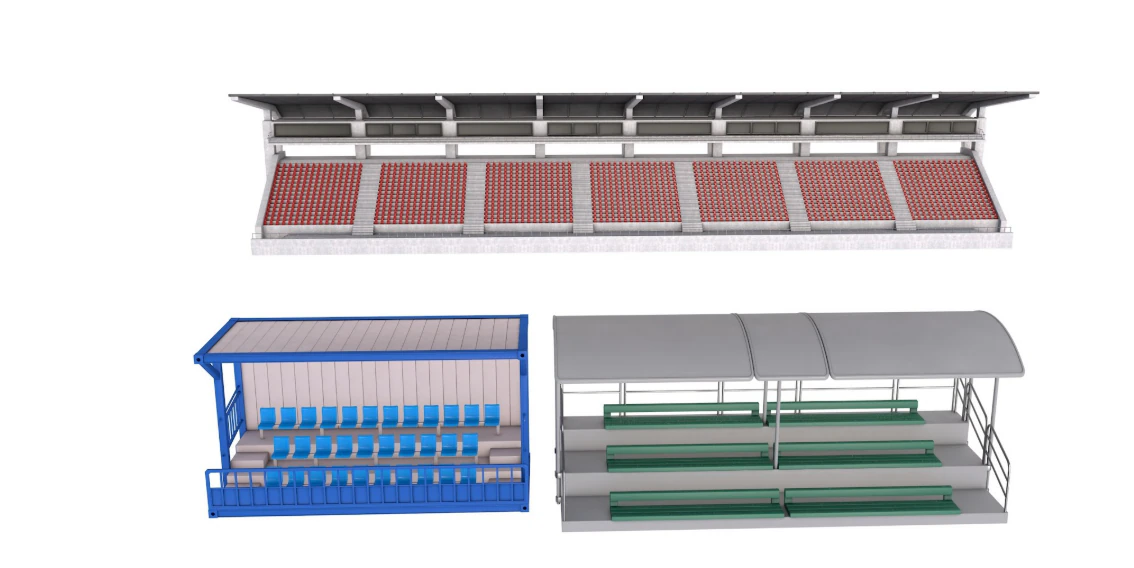 Stadium Seating Tribunes Collection 3D Model .c4d .max .obj .3ds .fbx .stl .blend