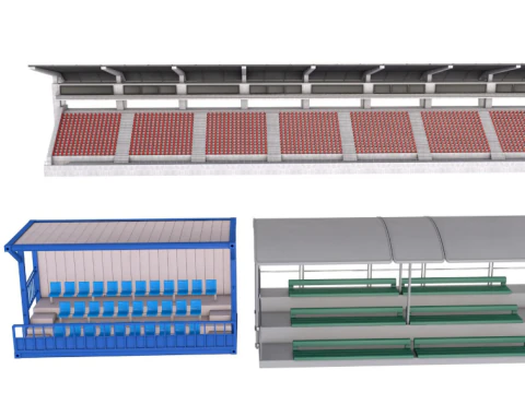 Коллекция трибун для сидения на стадионе 3D Модель