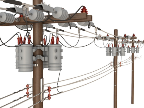 Electric Pole Power Transformer 3D Модель