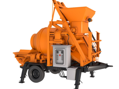 Portable Concrete Mixer Pump 3D Model