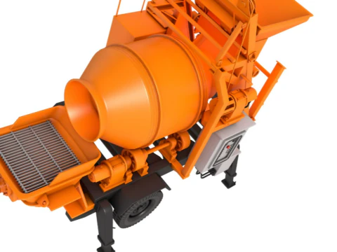 Portable Concrete Mixer Pump 3D Model