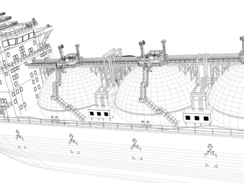 Gas Carrier Ship 3D Model