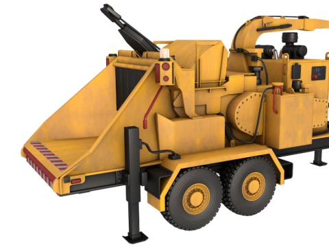 Geschleppter Holzh&auml;cksler 3D Modell