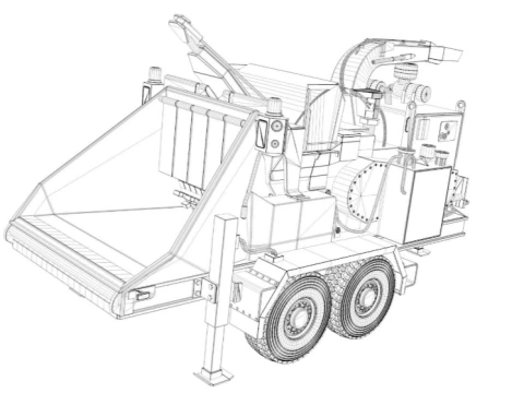 Towed Wood Chipper 3D Model