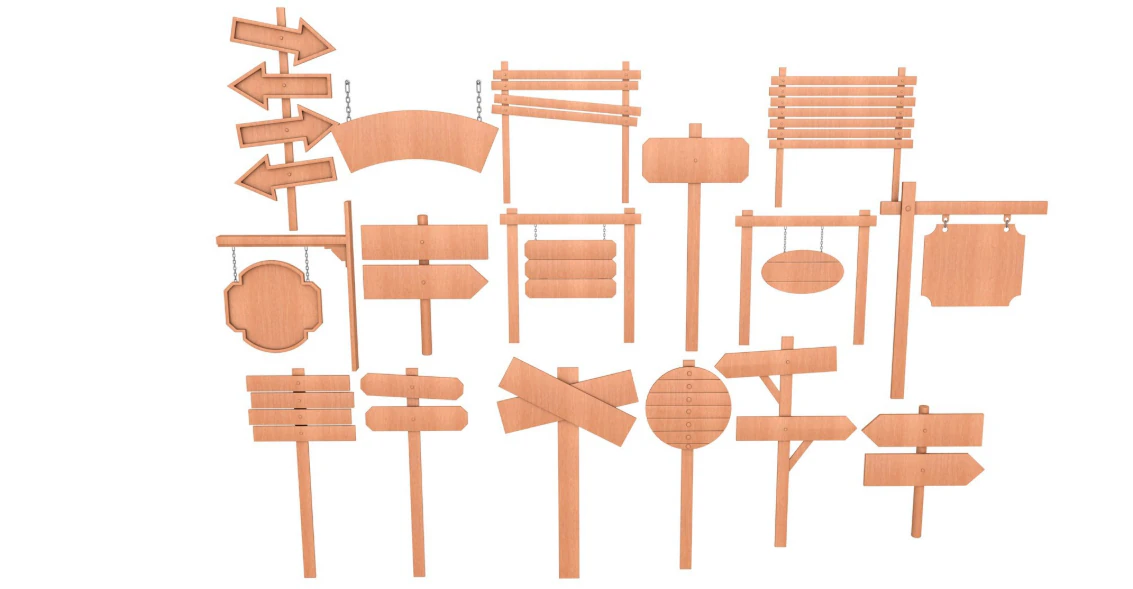 Signboards Collection 3D Model .c4d .max .obj .3ds .fbx .stl .blend 