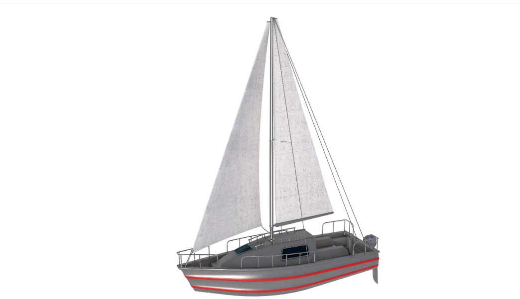 Small Sailing Yacht 3D Model .c4d .max .obj .3ds .fbx .stl .blend