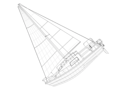 Small Sailing Yacht 3D Model