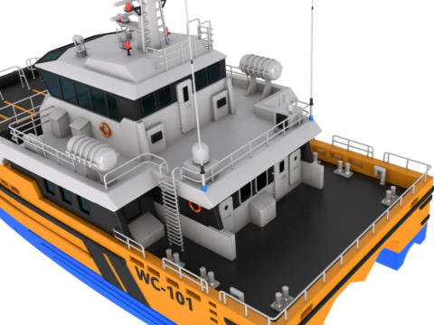 Windcat 101 MK4 Offshore Workboat 3D Model