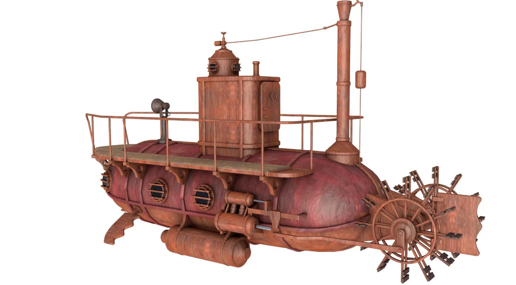 Old Rusty Submarine 3D Model .c4d .max .obj .3ds .fbx .stl .blend 