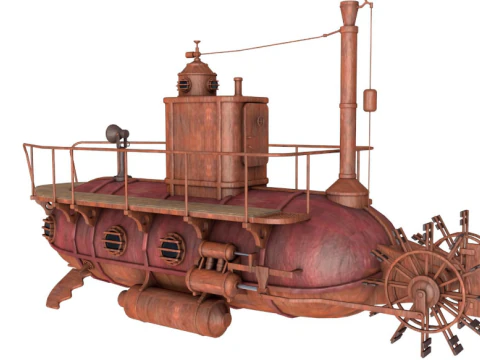 Old Rusty Submarine 3D Model