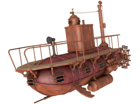Old Rusty Submarine 3D Model