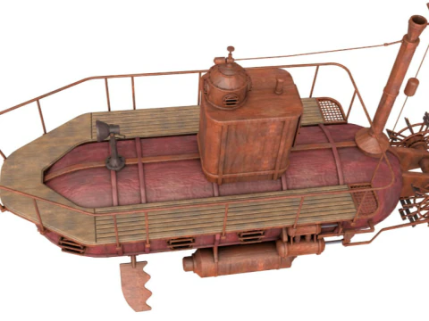 Old Rusty Submarine 3D Model