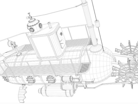 Old Rusty Submarine 3D Model