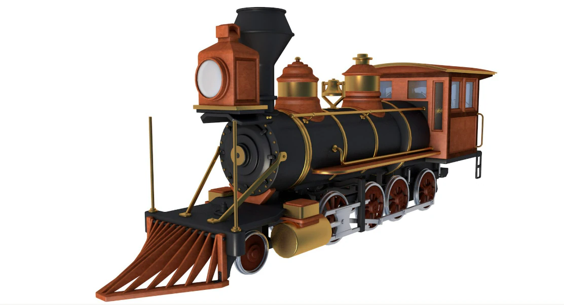 Steam Train Locomotive 3D Model .c4d .max .obj .3ds .fbx .stl .blend