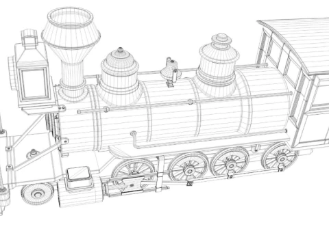 Steam Train Locomotive 3D Model