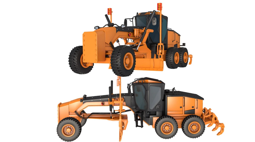 Road Motor Grader 3D Model .c4d .max .obj .3ds .fbx .stl .blend 