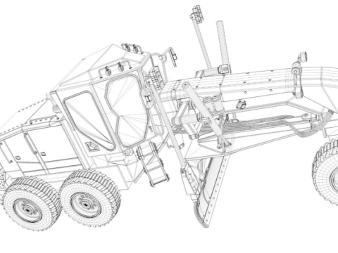 Road Motor Grader 3D Model