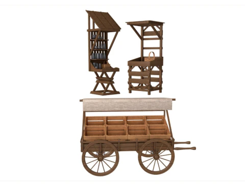 Medieval Market Stall collection 3D Model