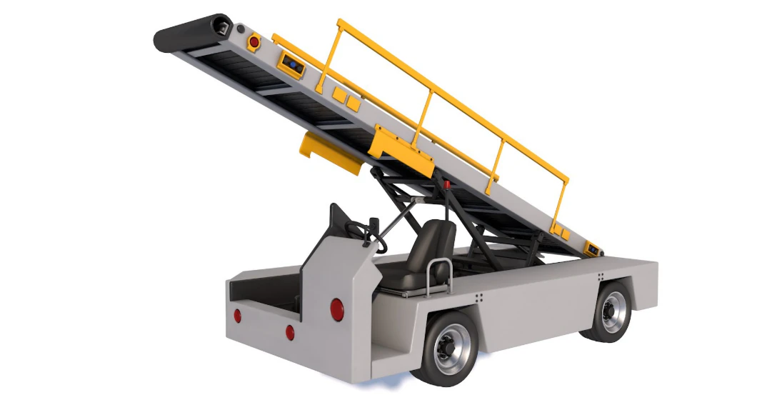 Airport Conveyor Belt Loader 3D Model .c4d .max .obj .3ds .fbx .stl .blend