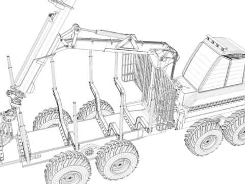 Forwarder Forestry Vehicle 3D Model