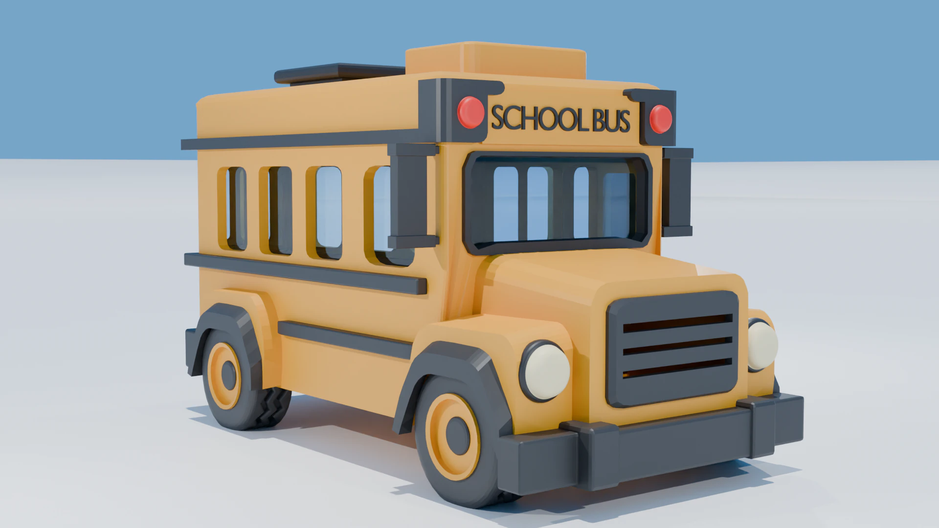 School Bus cartoon 3D Model .c4d .max .obj .3ds .fbx .stl .blend 